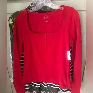 NWT GAP Scarlet Long Sleeve Henley Style Shirt SZ L
